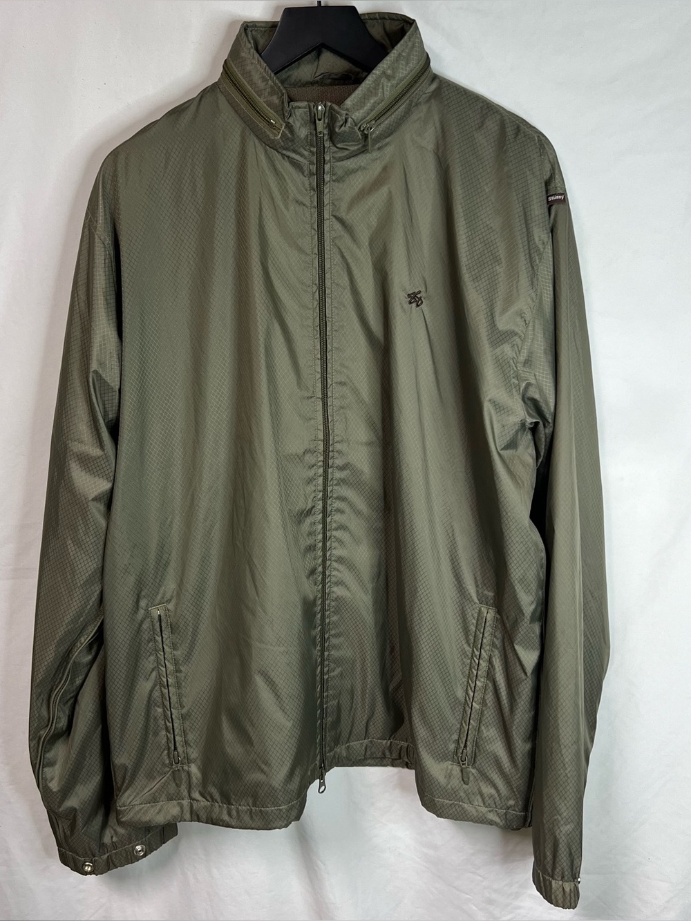 Stussy Ripstop Nylon Full Zip Jacket Mens XL Green Streetwear